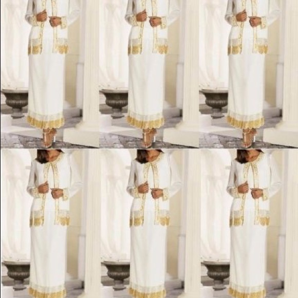 Midnight Velvet Dresses & Skirts - Midnight Velvet Dress Formal Beaded ivory Gold XL